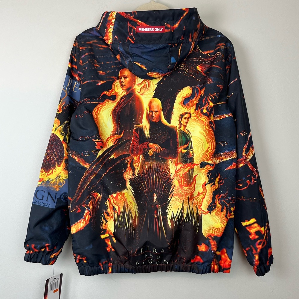 NWT Members Only HBO Game of Thrones House of the Dragon Hooded Windbreaker S